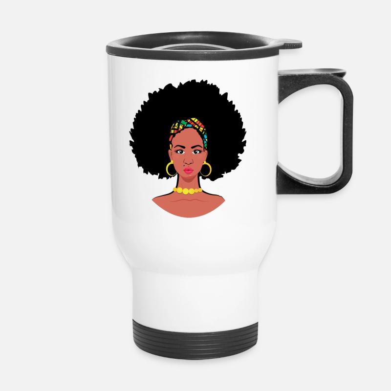 Beautiful Afro woman - Thermal mug with handle - white
