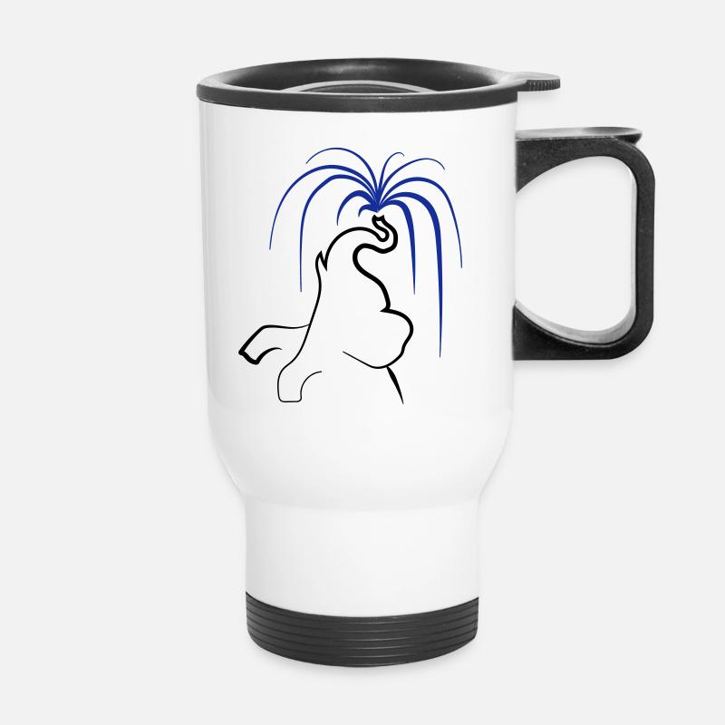 Elefant spritzt Wasser aus Rüssel - Wähle Farbe - Thermobecher mit Tragegriff - Weiß