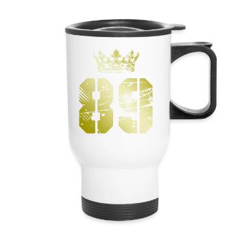 89 Number crown - Thermal mug with handle - white - Front