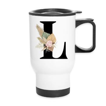 letter L flowers - Thermal mug with handle - white - Front