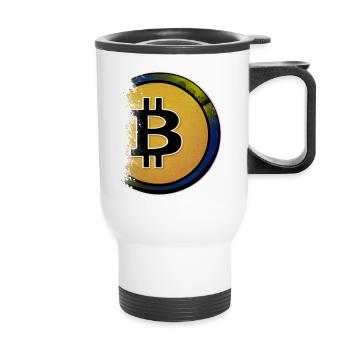 Bitcoin Crypto Currency Nouvelle vie virtuelle 2 - Tasse isotherme avec poignée - blanc - Devant