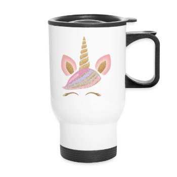 Prinzessin Einhorn rosa goldener Regenbogen - Thermobecher mit Tragegriff - Weiß - Vorne