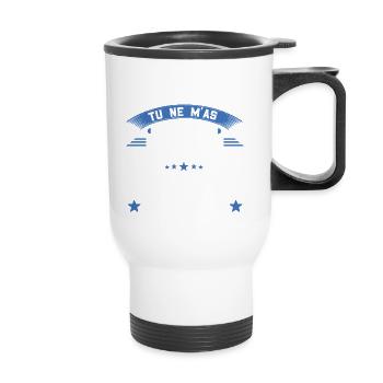 Papou tu ne m'as peut être pas donné la vie cadeau - Tasse isotherme avec poignée - blanc - Devant