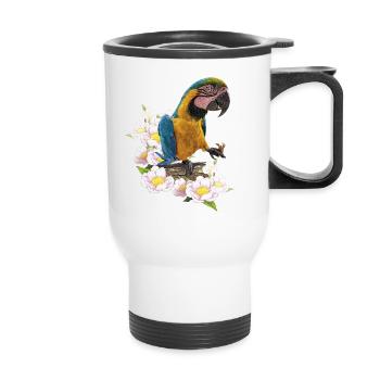 The blue and yellow macaw - Thermal mug with handle - white - Front