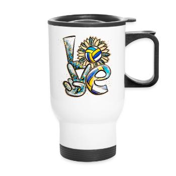 Joueur de volleyball d’amour - Tasse isotherme avec poignée - blanc - Devant