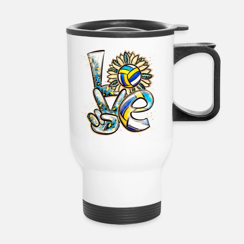 Love Volleyball Player - Thermobecher mit Tragegriff - Weiß