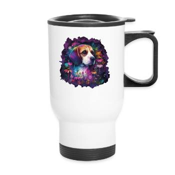 Beagle Beagle Motif Gift - Thermal mug with handle - white - Front