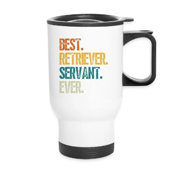 Bester Retriever Hundediener aller Zeiten Distressed Retro - Thermobecher mit Tragegriff - Weiß - Vorne