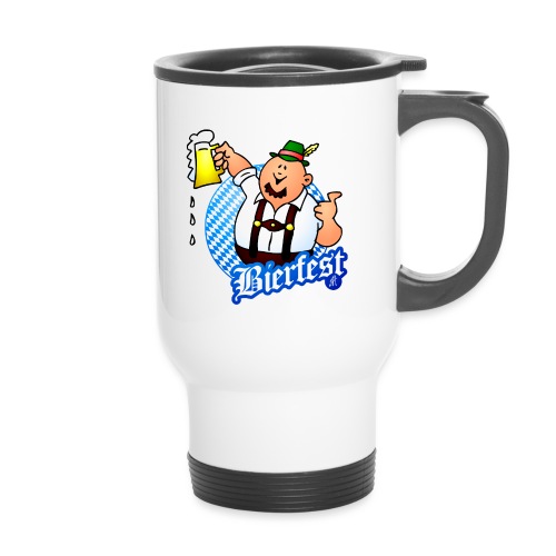 Bierfest II Hans in lederhosen with a mug of beer. - Thermal mug with handle