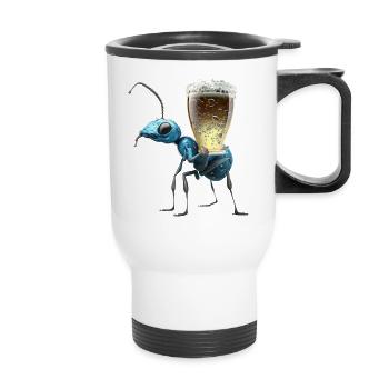 Ant transporte de la bière - Tasse isotherme avec poignée - blanc - Devant