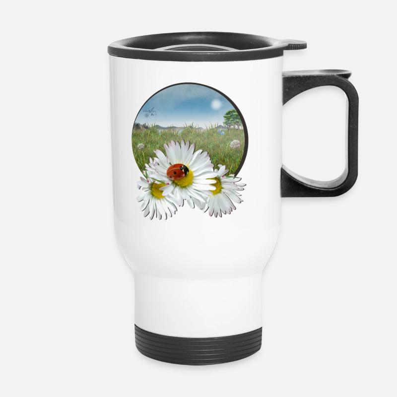 Summer meadow - Thermal mug with handle - white
