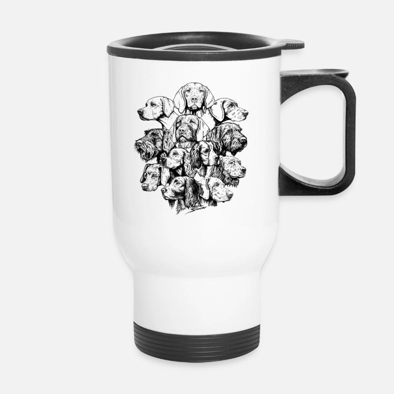 Wimmelbild Vorstehhunde - Thermobecher mit Tragegriff - Weiß