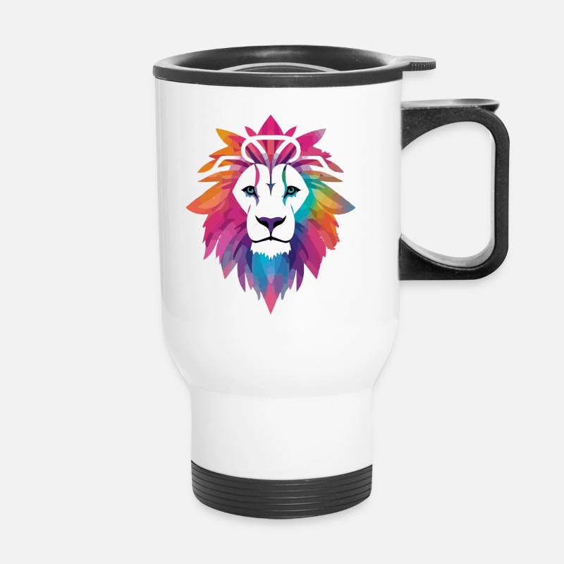 Lou the lion - Thermal mug with handle - white