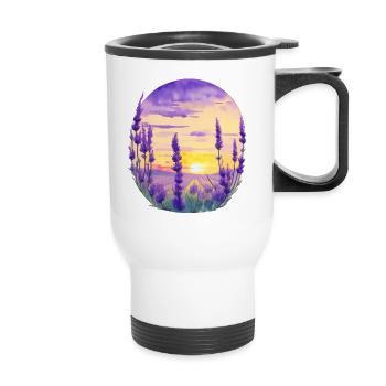 Champ de lavande - Tasse isotherme avec poignée - blanc - Devant