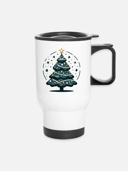 Weihnachtsbaum Tannenbaum Christbaum - Thermobecher mit Tragegriff - Weiß
