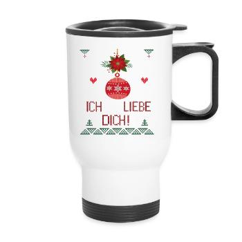 Weihnachten, ich liebe Dich, Christmas - Thermobecher mit Tragegriff - Weiß - Vorne