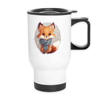 Renard en hiver - Tasse isotherme avec poignée - blanc - Devant