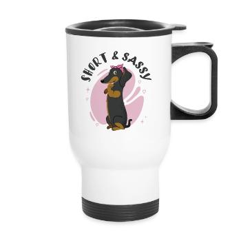 Short and Sassy Dachshund - Thermal mug with handle - white - Front