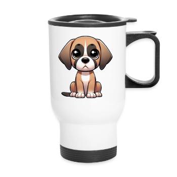 Digital illustration of cute Great Dane - Thermal mug with handle - white - Front