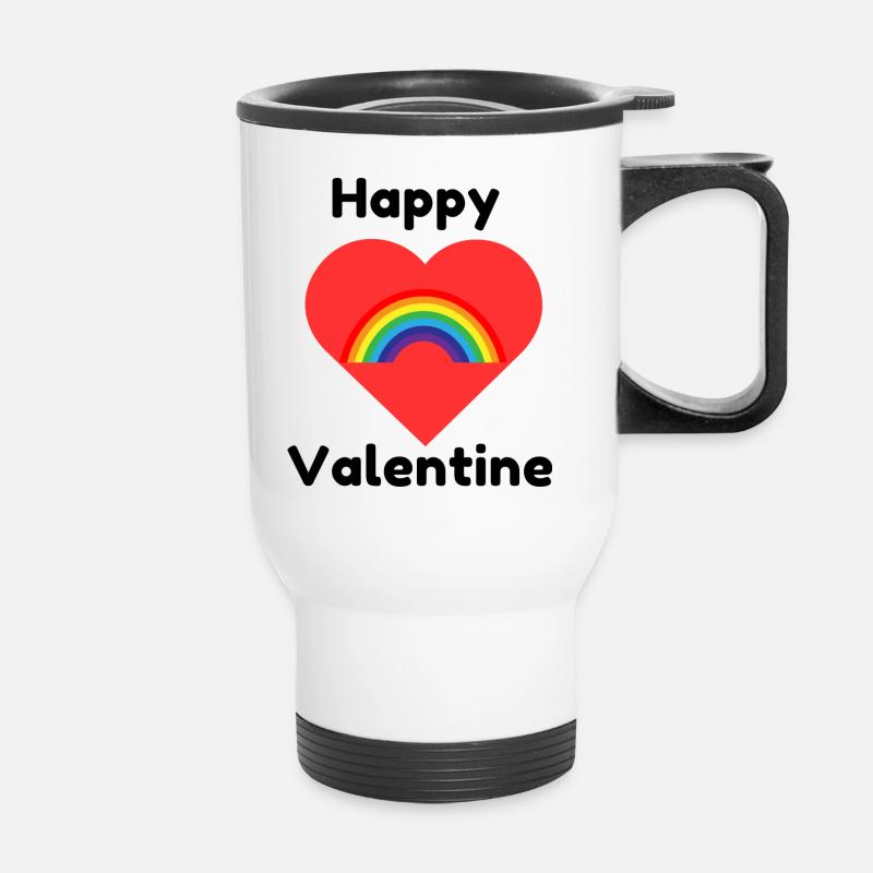 happy valentines day, rainbow, pride - Thermobecher mit Tragegriff - Weiß