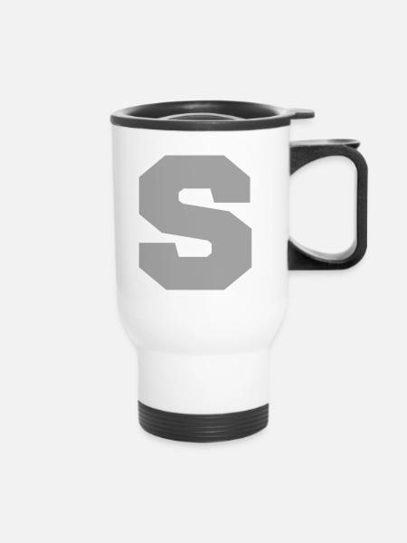 Buchstabe S Sport - Thermobecher mit Tragegriff - Weiß
