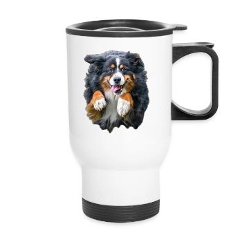 Berner Sennenhund - Thermobecher mit Tragegriff - Weiß - Vorne