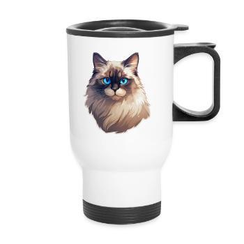 Ragdoll Katzenkopf - Thermobecher mit Tragegriff - Weiß - Vorne