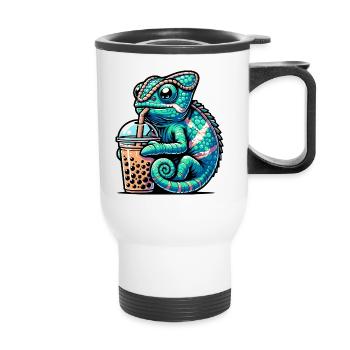 Bubble Tea Caméléon Boba Tea Kawaii Cadeau - Tasse isotherme avec poignée - blanc - Devant