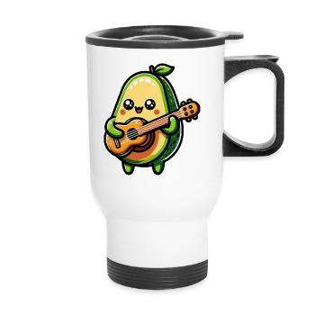 Avocado Playing Guitar - Thermobecher mit Tragegriff - Weiß - Vorne