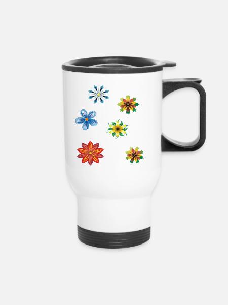 Fantasie aus Blüten - Thermobecher mit Tragegriff - Weiß