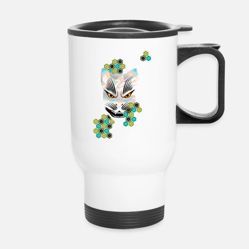 Kitsune fox spirit - Thermal mug with handle - white