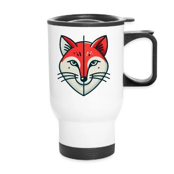 Geometrische gespaltene Fuchs-Illustration - Thermobecher mit Tragegriff - Weiß - Vorne