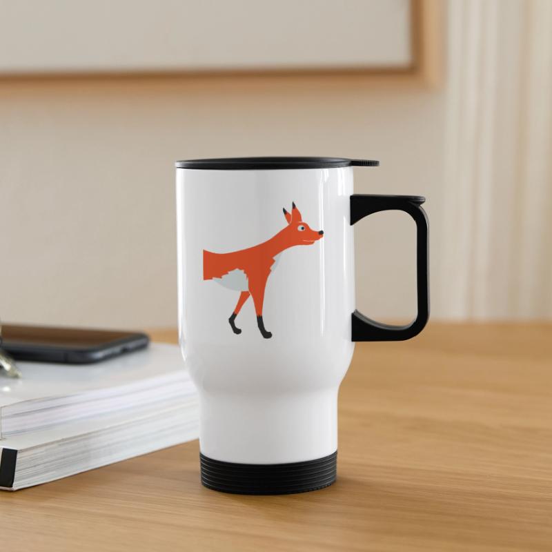 Half Fox Front Front Half Front Cool Thermal mug with handle