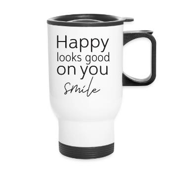 Happy Looks Good On You - Thermobecher mit Tragegriff - Weiß - Vorne