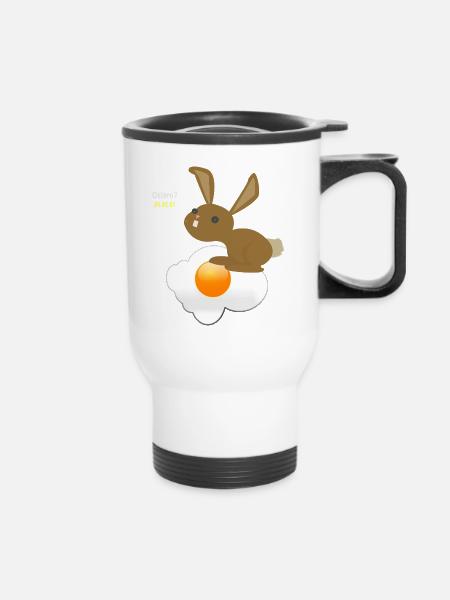 Hase Ostern Ei Ei Ei - Thermobecher mit Tragegriff - Weiß