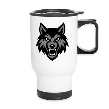 Wolf Head Animal - Thermal mug with handle - white - Front