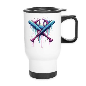 Baseball - Thermobecher mit Tragegriff - Weiß - Vorne