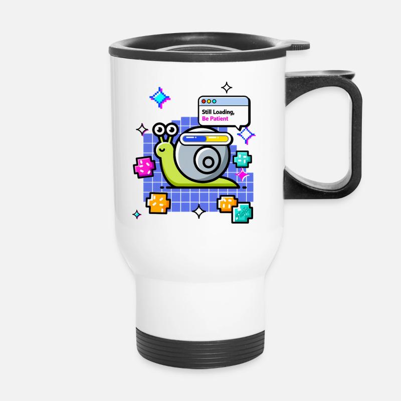 🐌 Still Loading – Meditating Snail on Wi-Fi Route - Thermal mug with handle - white