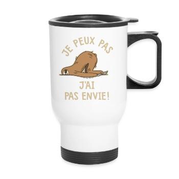 je peux pas j'ai pas envie humour drôle - Tasse isotherme avec poignée - blanc - Devant