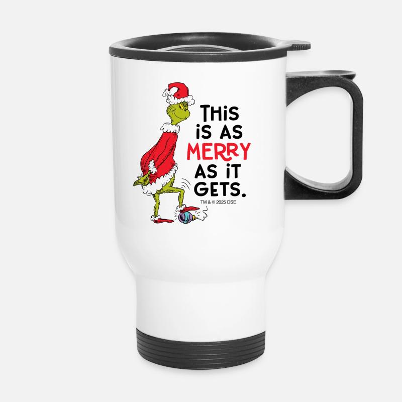 Der Grinch This Is As Merry As It Gets Spruch - Thermobecher mit Tragegriff - Weiß
