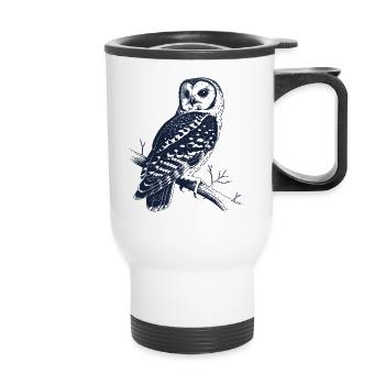 Vintage Owl on Branch | Mystic Forest Motif - Thermal mug with handle - white - Front