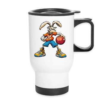 Bunny Basketball / Rabbit Baller - Thermal mug with handle - white - Front