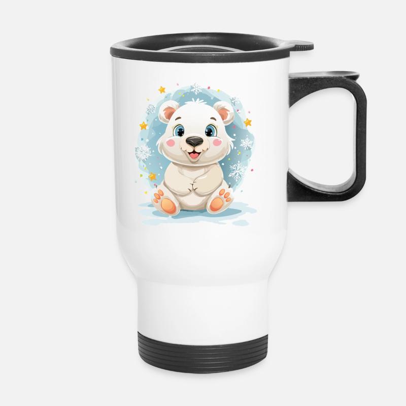 Polar bears in winter magic - Thermal mug with handle - white