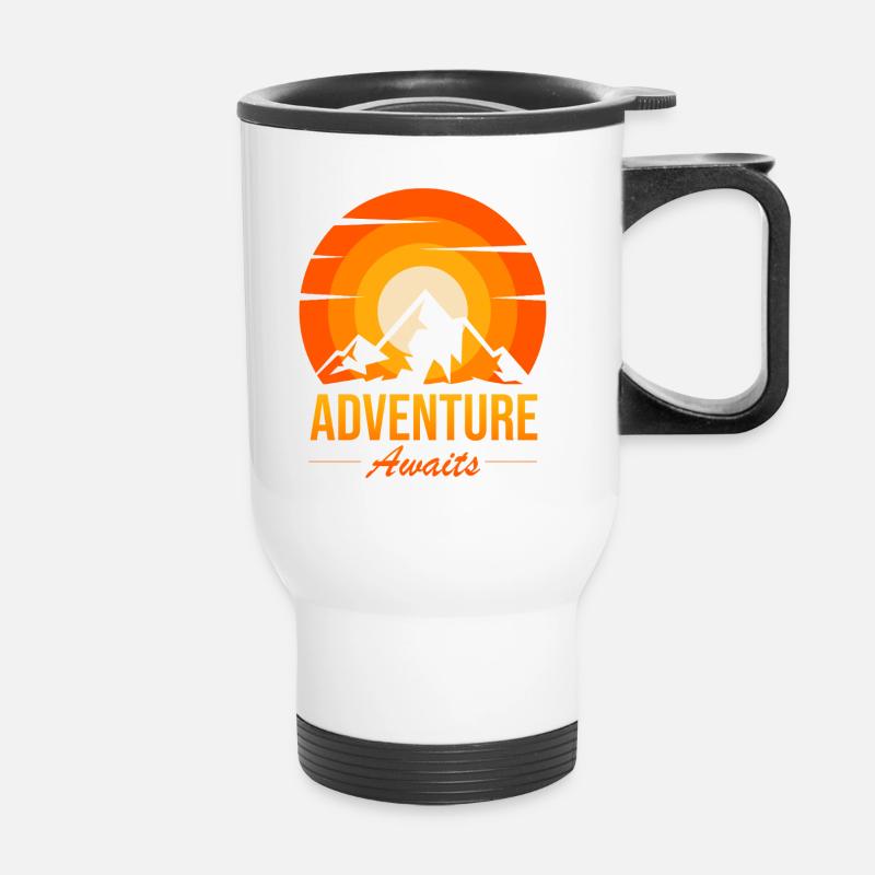 Adventure Awaits Peak Sunset - Thermal mug with handle - white
