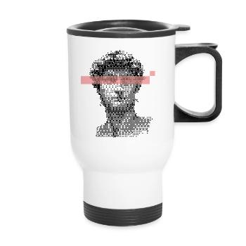 Digital David Michelangelo Pixel-Design - Thermobecher mit Tragegriff - Weiß - Vorne