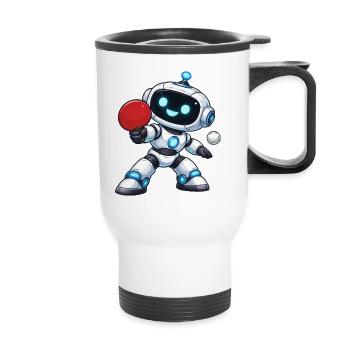 Roboter Tisch Tennis - Thermobecher mit Tragegriff - Weiß - Vorne