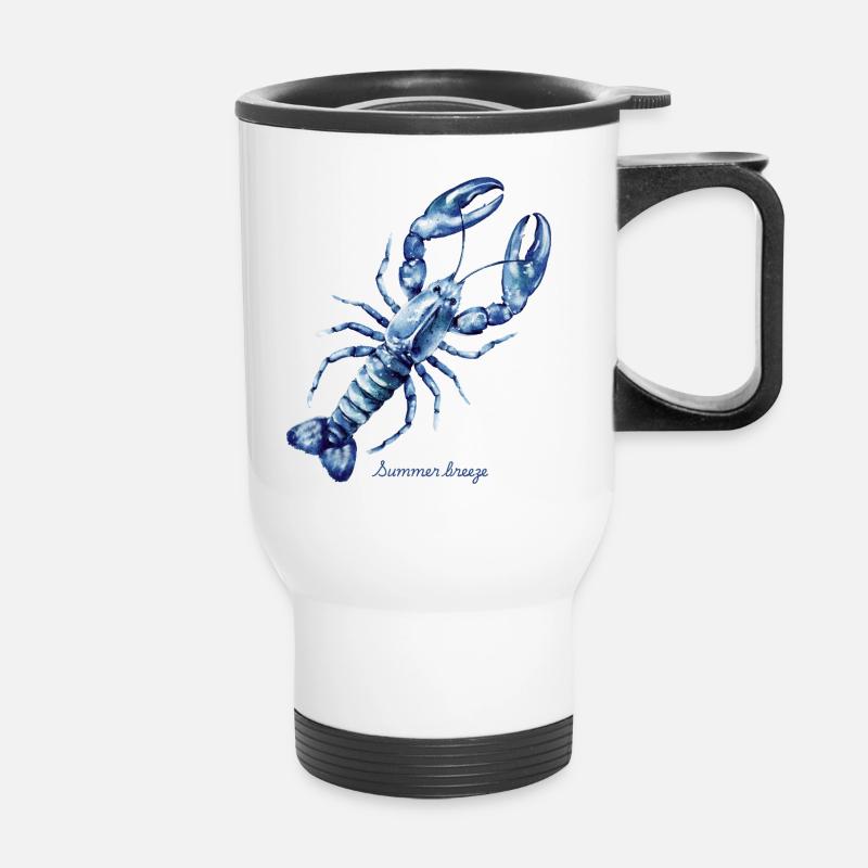 Sommerbrise Aquarell-Lobster - Thermobecher mit Tragegriff - Weiß
