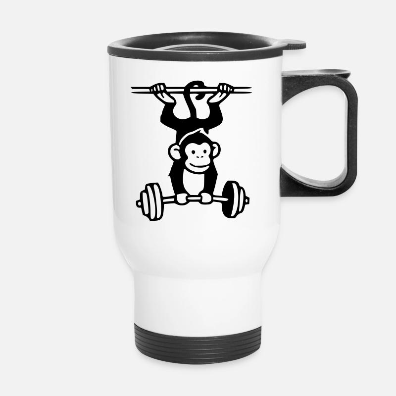 Primate Power - Gym Monkey - Thermal mug with handle - white