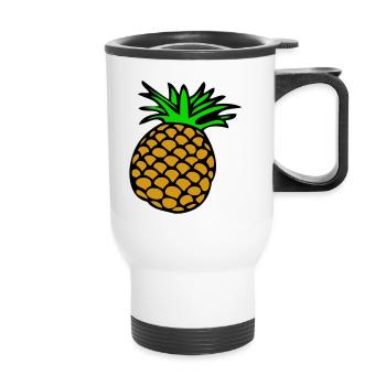 Lemon, Limone, Limette, peach, fruit, fruit, - Thermal mug with handle - white - Front