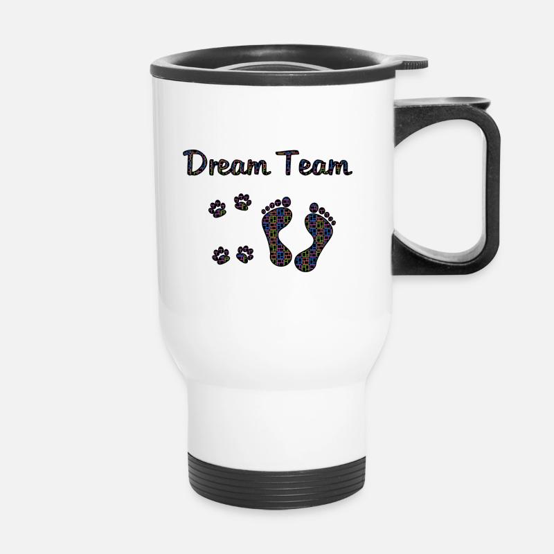 Hunde Design Dream-Team DOG DREAMTEAM NEON - Thermobecher mit Tragegriff - Weiß